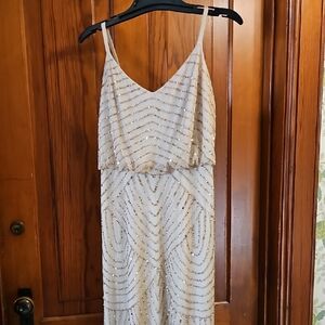 Elegant Cream Beaded Women's Dress
